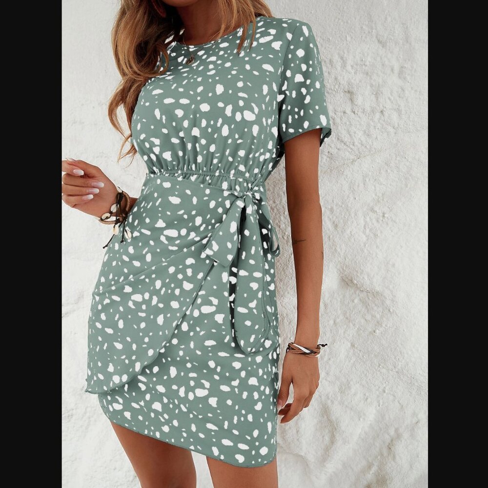 Pale Mint Green Polka Dot Dress